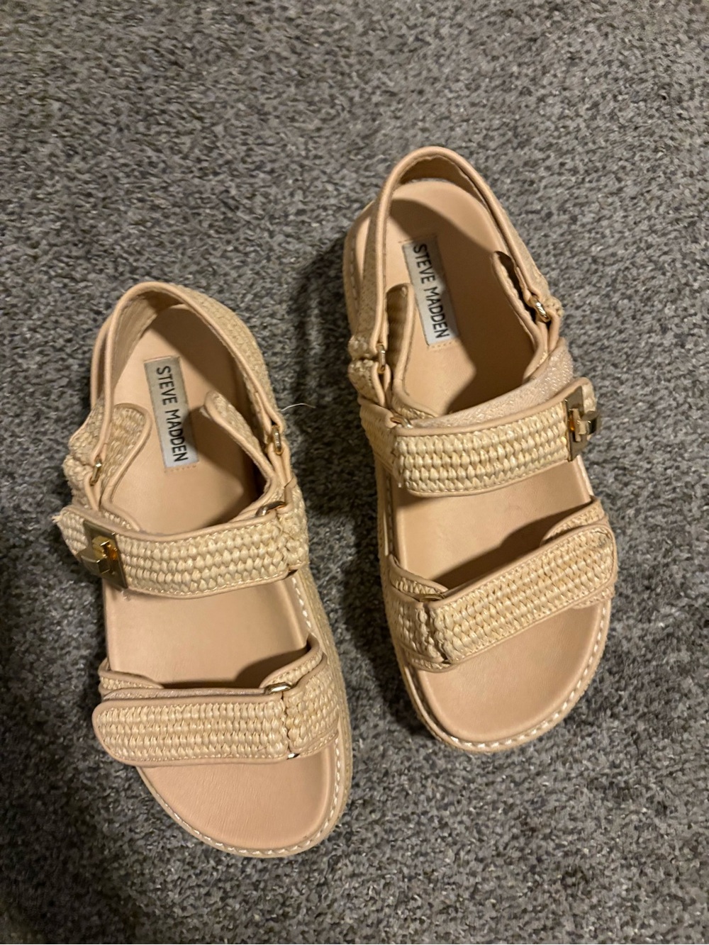 Steve Madden Beige Woven Strap Sandals